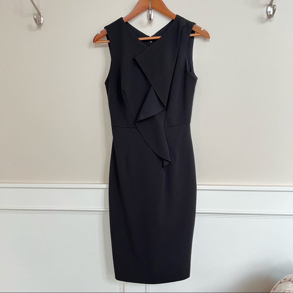 Le Chateau ruffle front sheath dress